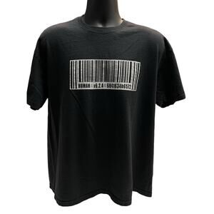 J!NX Vintage Human Barcode Shirt XL Black Tech Gamer Tee Cyberpunk Style Jinx